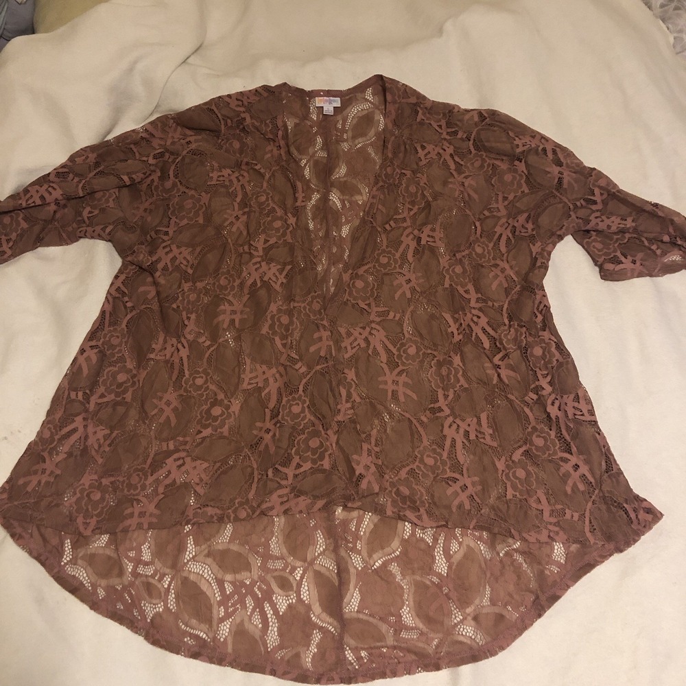 Lace Cardigan Open Front LulaRoe Mauve Leafs Women's Sz L